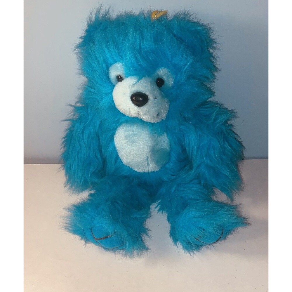 Vintage Nanco Bright Turquoise Plush Teddy 1991 Bear Sitting 15”